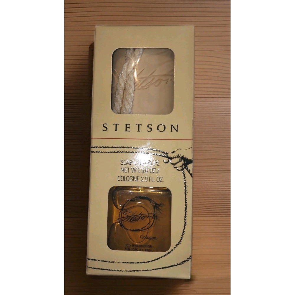 Vintage Stetson Gift Box Men's 2 oz Cologne Splash Coty & Soap On A Rope New Old